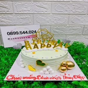 Bánh Kem Nền Chữ Happy Birthday Vàng - MK141