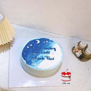 Bánh Kem Size Nhỏ Tone Xanh Hình Mặt Trăng - NA13