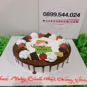 Bánh Kem Sữa Socola Vẽ Hình Chibi Công An - MA16