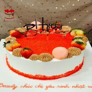 Bánh Kem Sữa Trái Cây Tươi Phủ Bột Đỏ - MC41