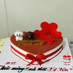 Bánh Kem Trái Tim Gắn 2 Bé Thỏ - NA28