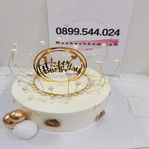 Bánh Kem Vương Miện Ngọc Trai Vàng Ngà - MB85