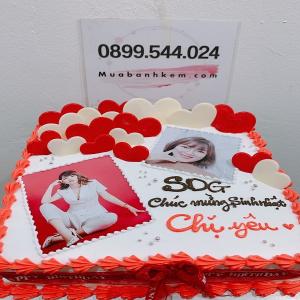 Bánh Gato Hình Chữ Nhật In Ảnh Tone Đỏ - MB33