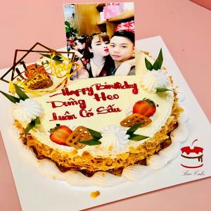 Bánh Kem Bắp Decor Dâu In Ảnh - AB5