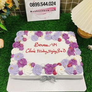 Bánh Kem Hình Chữ Nhật Hoa Tím - MK66