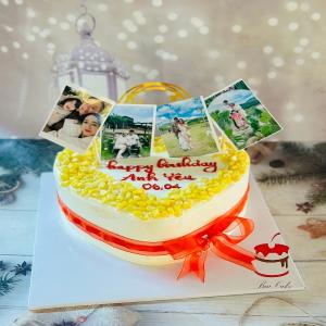Bánh Kem Trái Tim Hạt Bắp In Ảnh - AB19