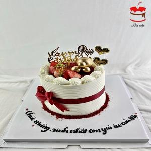 Bánh Kem Trang Trí Dâu Phủ Bột Đỏ - NB58