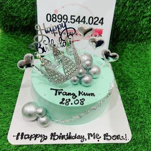 Bánh Kem Vương Miện Màu Xanh Sang Chảnh Tặng Nữ - MA90