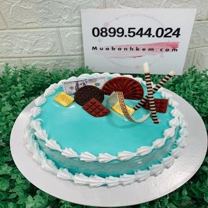 Bánh Kem Xanh Ngọc Decor Đơn Giản - MA32