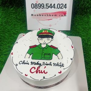 Bánh Sinh Nhật Vẽ Custom Công An - MA75