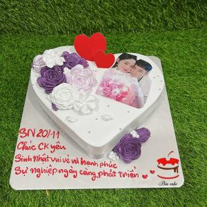Bánh Trái Tim Hoa Tím In Ảnh - NB95