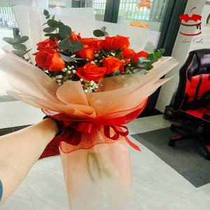 Bó Hoa Hồng 10 Bông Màu Cam Mã 20 -AK30
