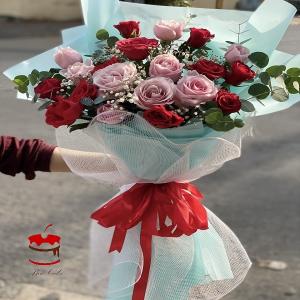 Mẫu Hoa Bó Mix 2 Màu Đẹp Gói Dài Sang Chảnh Mã 12 - AK12